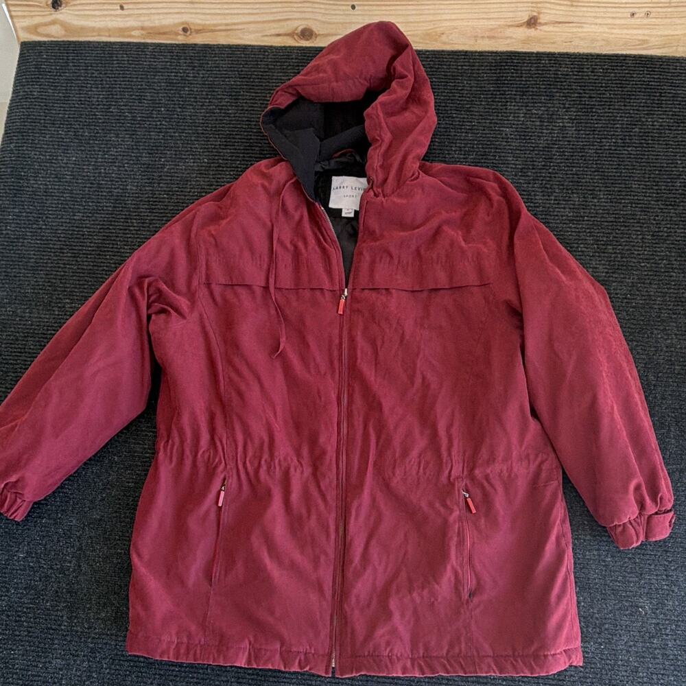 Larry Levine Sport Women's XL Burgundy Hooded Jacket Vintage Y2K Retro Gorpcore